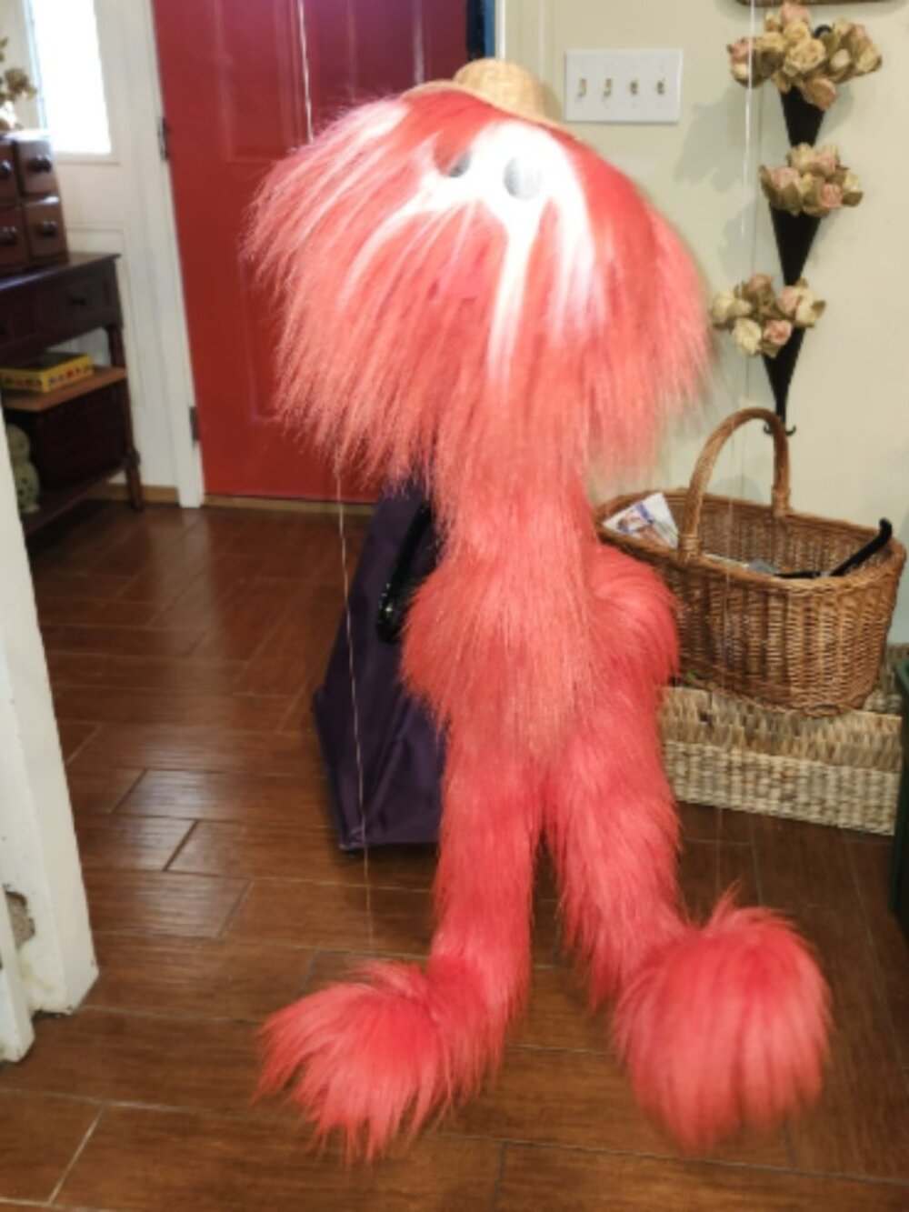 Vintage Great American Fun GAF Red Fuzzy Limber Louie Marionette Puppet monster